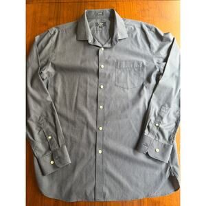 J.Crew Thompson Shirtings 80's 2-Ply Wrinkle Free Dress Shirt XL Navy Mini-Check
